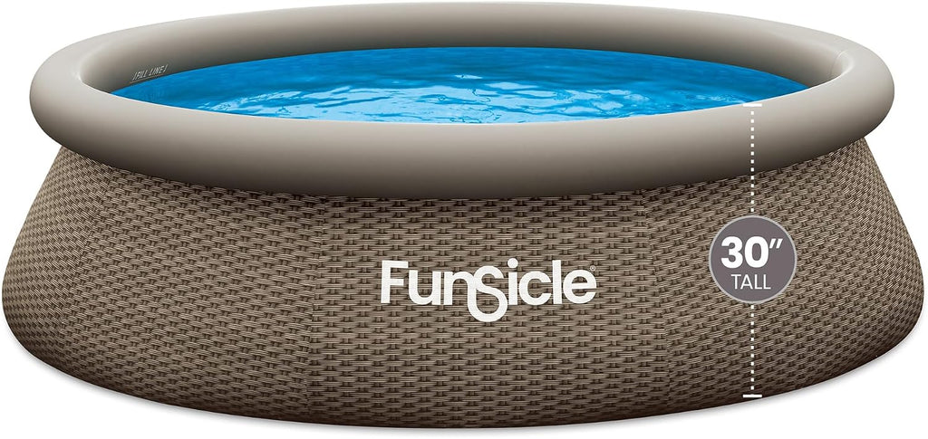 Funsicle Quickset Designer 10' x 30' Round Above Ground Swimming Pool, with FiltraBoost 400 GPH Filter Pump, Type I Filter Cartridge & Repair Patch, Triple Basketweave Print