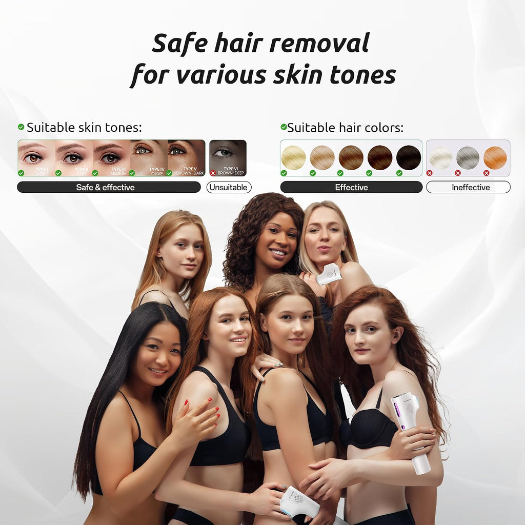 Laser Hair Removal Device for Women and Men, IPL Painless Sapphire with 40F Ice-Cooling System, Safe, Long-Lasting Hair Removal for Home, Face, Legs, Back, Bikini Line