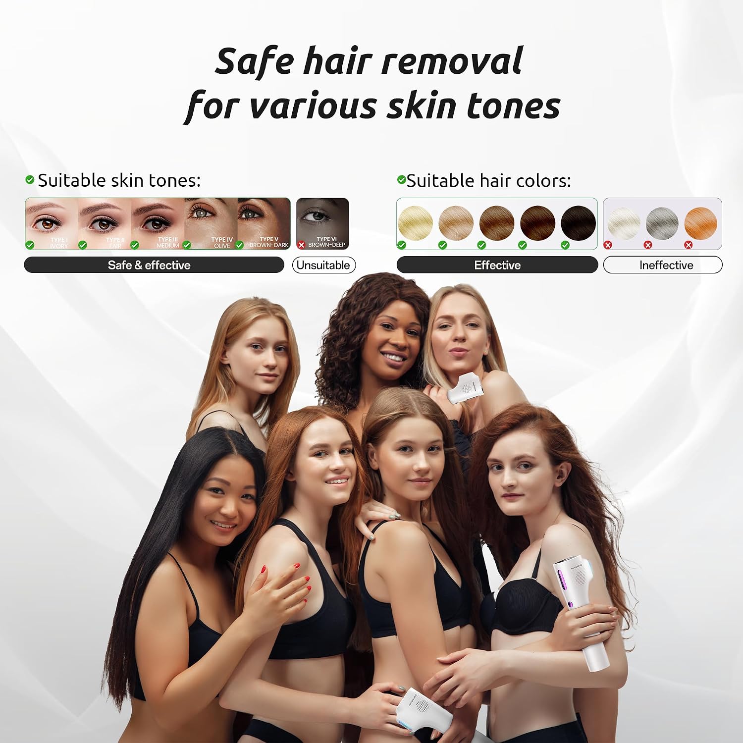 Laser Hair Removal Device for Women and Men, IPL Painless Sapphire with 40F Ice-Cooling System, Safe, Long-Lasting Hair Removal for Home, Face, Legs, Back, Bikini Line