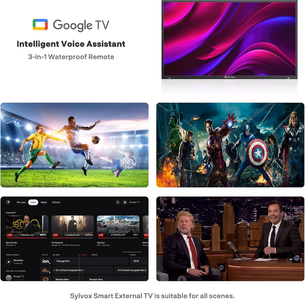 SYLVOX New 43' Outdoor Smart TV, Superior Waterproof Performance, Upgraded Matte Finish for Enhanced Anti-Glare Effect, Full Metal, with Dolby Atmos, 1000nits, Partial Sun Deck Pro 2.0+ Series