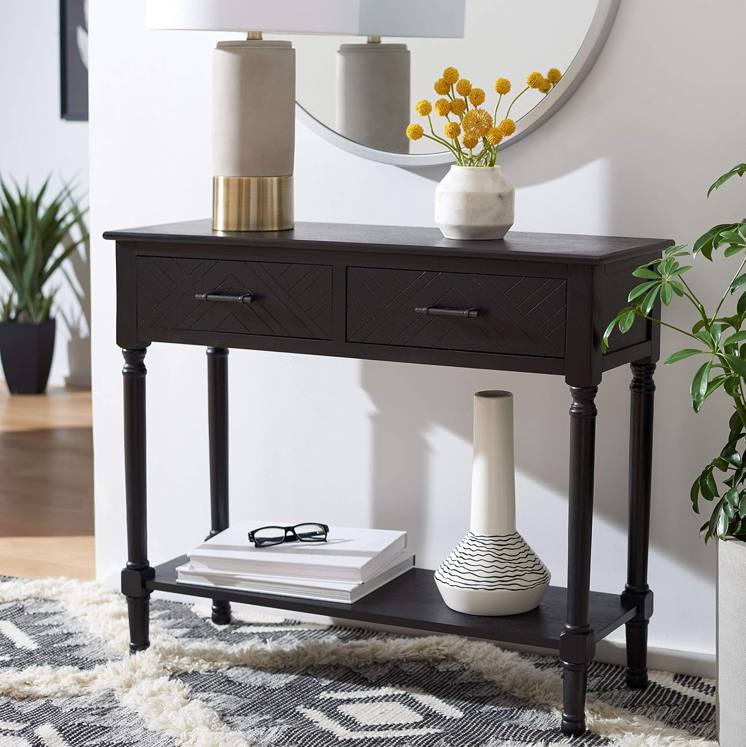 Safavieh Home Collection Peyton Black 2-Drawer Console Table CNS5704B
