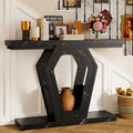 FUSUNBAO 47.3' Console Table,Openwork Bracket Sofa Table, Wood Narrow Entryway Table for Hallway, Behind The Couch, Living Room, Foyer, Easy Assembly (Black Marble Texture)