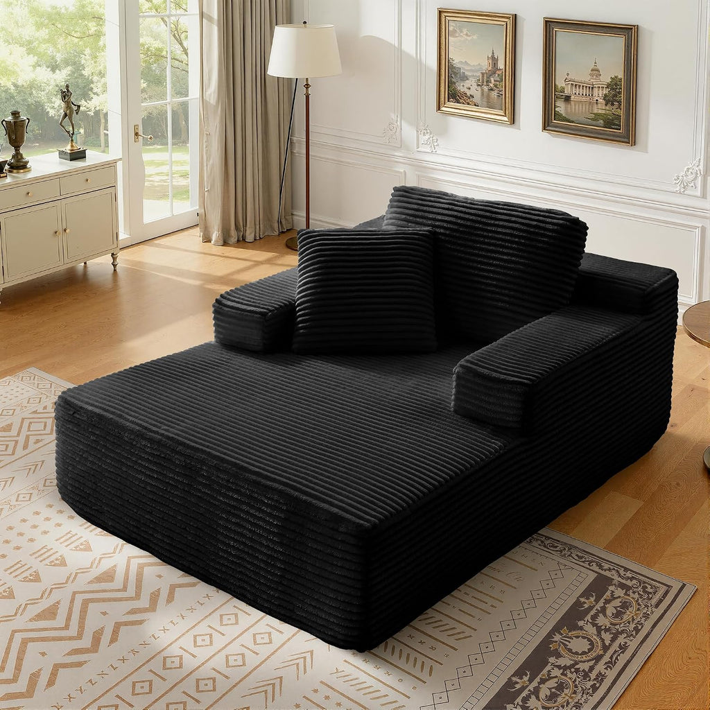 68.5' Oversized Chaise Lounge Chair Indoor, Boneless Sleeper Sofa Bed with Pillows, Deep Seat Sleeper Couch Reading Chairs, Cloud Sofas Couches for Living Room, No Assembly Required