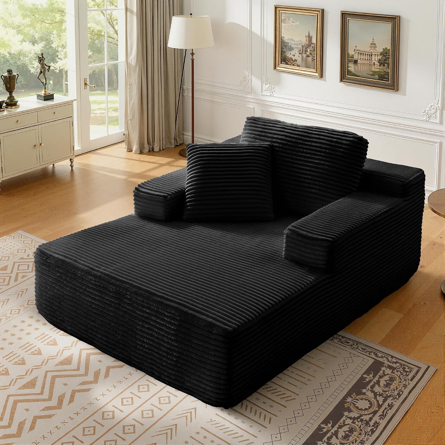 68.5' Oversized Chaise Lounge Chair Indoor, Boneless Sleeper Sofa Bed with Pillows, Deep Seat Sleeper Couch Reading Chairs, Cloud Sofas Couches for Living Room, No Assembly Required