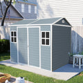 Outdoor Storage Shed with Two-Window and Double-Door, Resin Storage Shed with Lockable Door, Plastic Shed with Floor for Gargen, Patio, Yard, Lawn (Light Gray, 8 x 6 FT)
