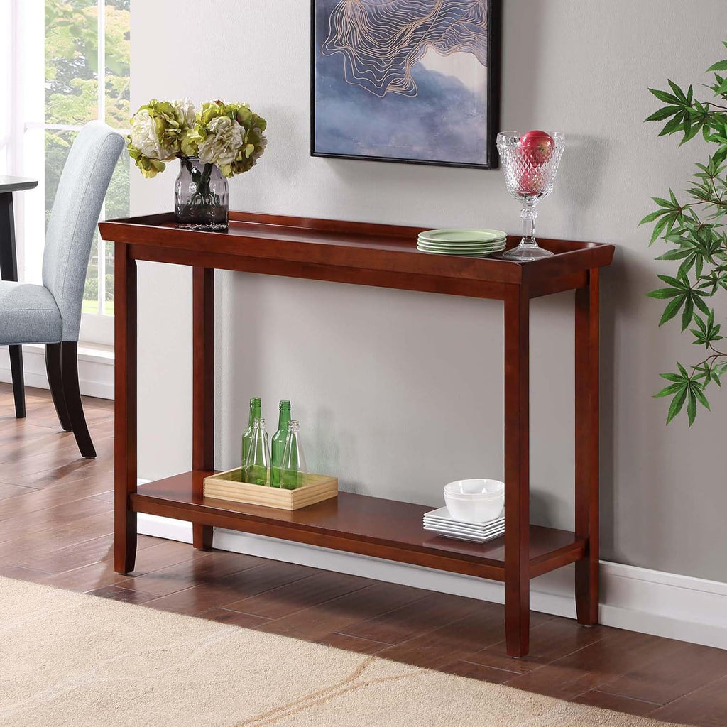 Convenience Concepts Ledgewood Console Table 48' - Modern Narrow Sofa Display Accent with Storage Shelf for Transitional, Traditional Living Room, Entryway, Hallway, or Bedroom, Mahogany