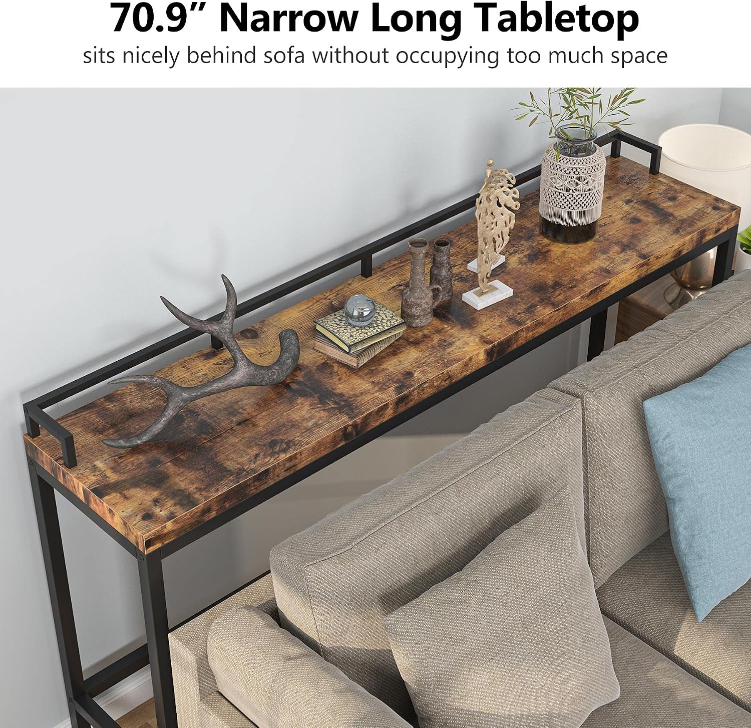 LITTLE TREE Console Table Behind Sofa Couch, 70.9 Inch Long and Narrow Entryway Table