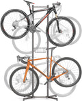 CXWXC 2-/4-Bike Storage Rack with Basket - Indoor Bike Rack for Garage/Apartment - Road Mountain and Hybrid Bike Garage & Home