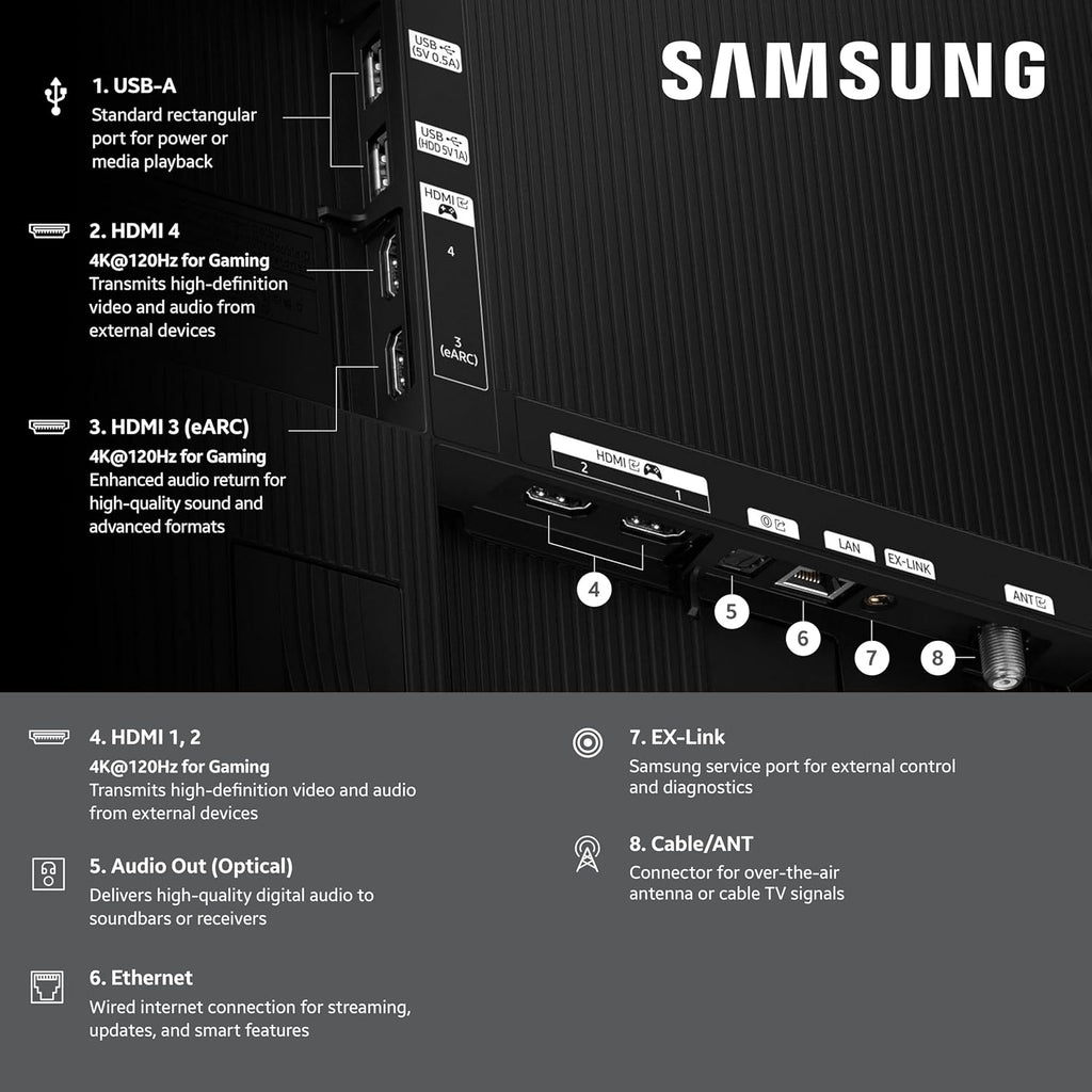 Samsung 55-Inch Class OLED 4K S85F Series, Vision AI Smart TV Object Tracking Sound Lite w/Dolby Atmos, NQ4 AI Gen2 Processor, Contour Design Bundle with an Austere 5S-PS4-US1 4-Outlet Power (2025)