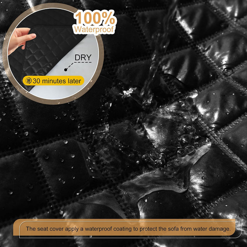 HDCAXKJ 100% Waterproof Reclining Sectional Couch Covers L Shape Recliner Sofa Cover Washable Quilted Soft Pet Dog Corner Recliner Slipcovers with Pockets (5 Seat and 1 Middle Console, Black)