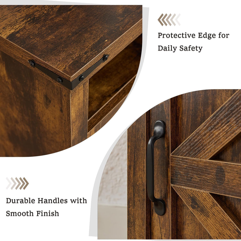 Farmhouse Entryway Table Set of 3, Console Table with Storage and 2 End Tables, Rustic Sofa Table Set for Living Room, Hallway, Bedroom, Brown