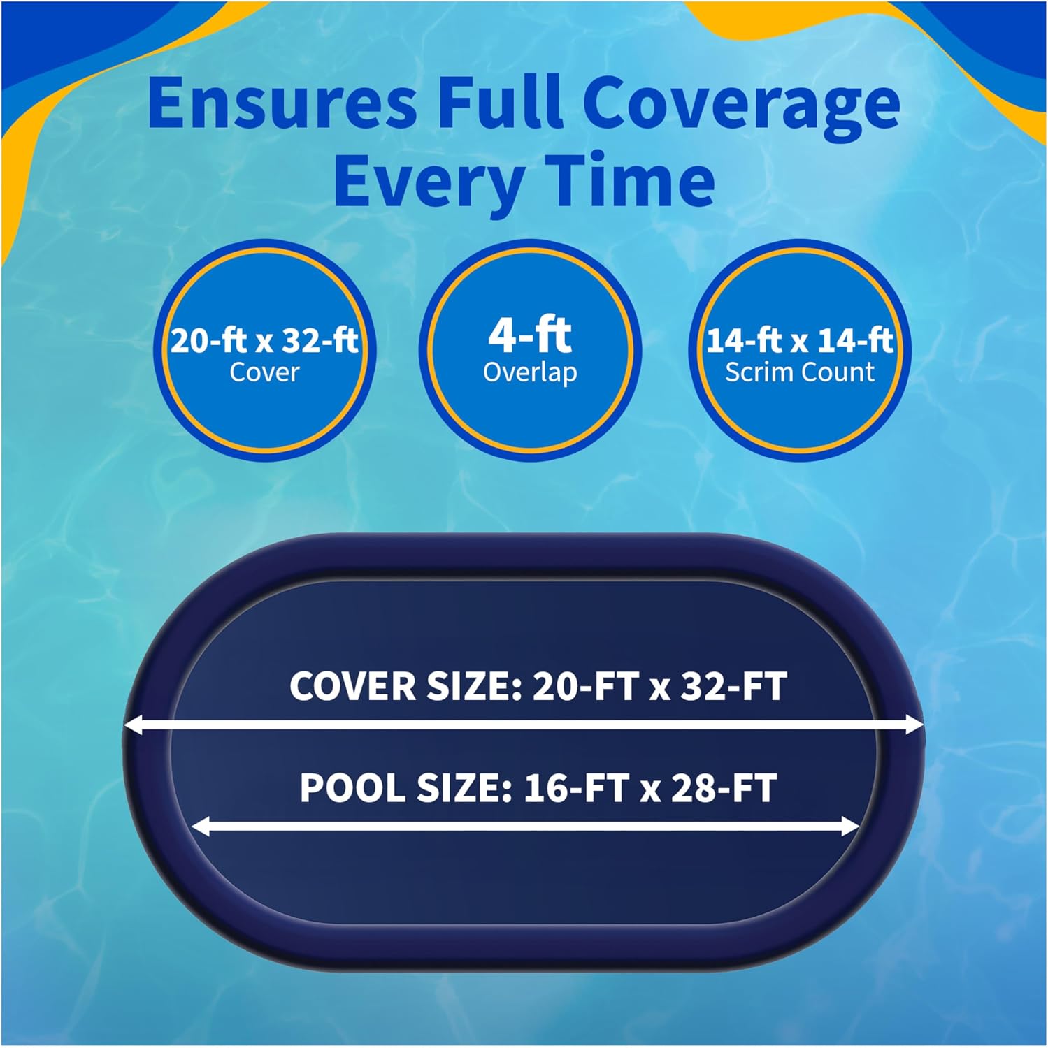 Blue Wave Gold 15-Year 16 ft x 28 ft Oval Above Ground Pool Cover for Winter– Durable & Weather-Resistant Polyethylene – 4 ft Overlap, Black Underside, Reinforced Grommets, Winch, Cable – Royal Blue