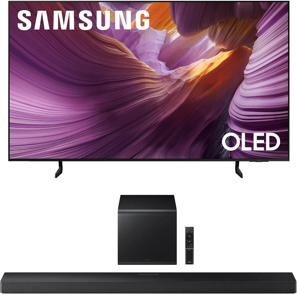 SAMSUNG QN55S85FAFXZA 55 Inch OLED HDR 4K Smart TV with a HW-QS700F 3.1.2 Ch Dolby Atmos Soundbar and Subwoofer (2025)