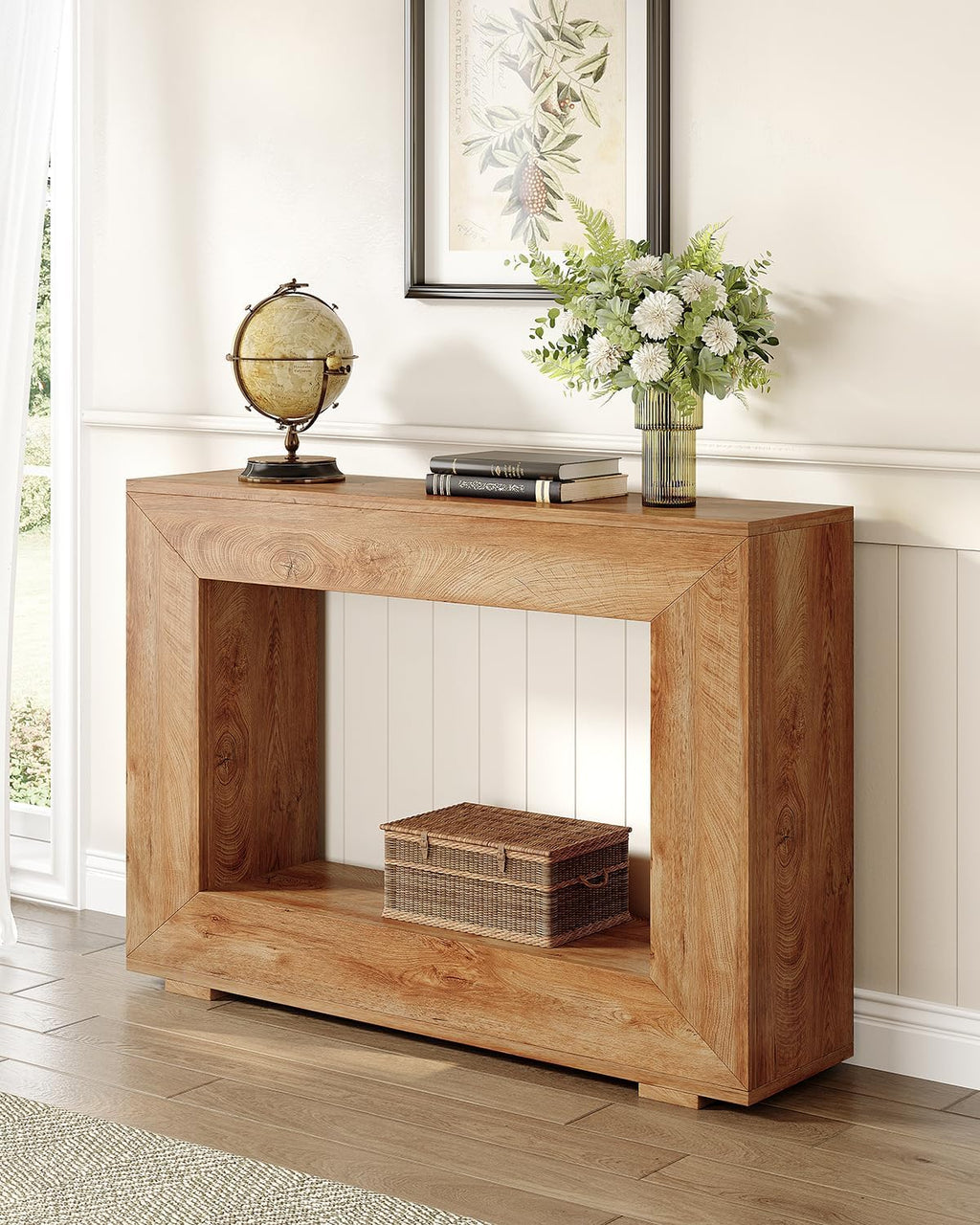 LITTLE TREE 47 Inches Console Table, Sofa Table with Storage, Modern Entryway Table for Hallway, Narrow Long Sofa Entryway Table for Living Room, Beige