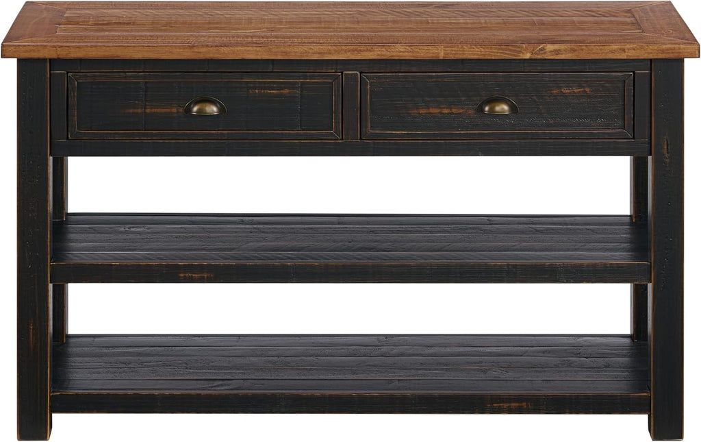 Martin Svensson Home Monterey Solid Wood Sofa Console Table, Black and Honey Brown