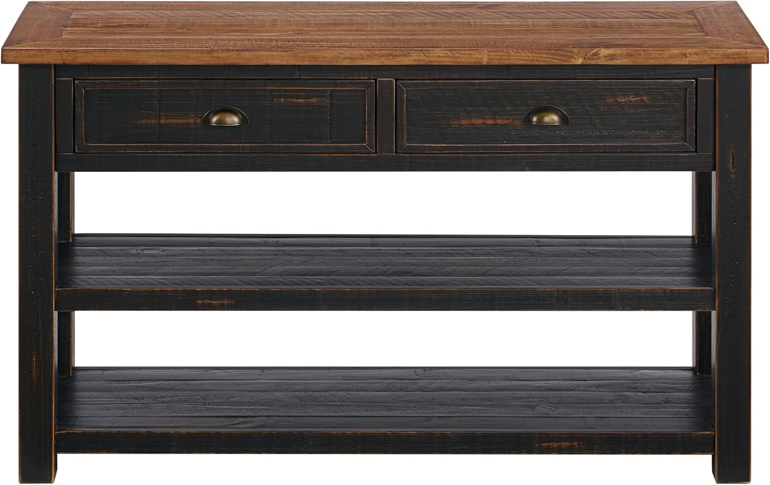 Martin Svensson Home Monterey Solid Wood Sofa Console Table, Black and Honey Brown