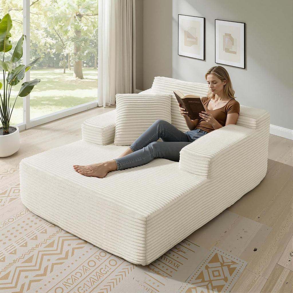 68.5' Oversized Chaise Lounge Chair Indoor, Boneless Sleeper Sofa Bed with Pillows, Deep Seat Sleeper Couch Reading Chairs, Cloud Sofas Couches for Living Room, No Assembly Required