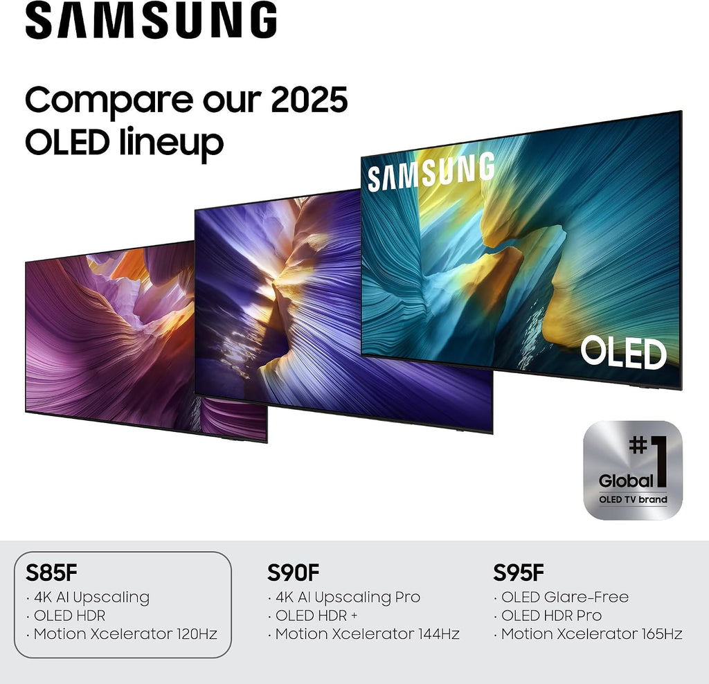 Samsung 77-Inch Class OLED 4K S85F Series, Vision AI Smart TV (2025 Model, 77S85F) Object Tracking Sound Lite w/Dolby Atmos, NQ4 AI Gen2 Processor, Contour Design, Color Booster Pro, Alexa Built-in