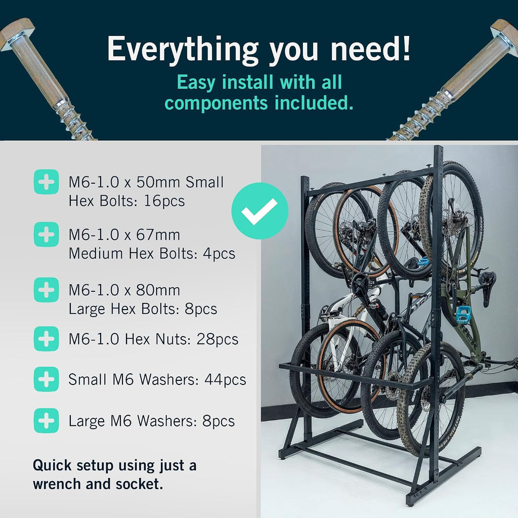 StoreYourBoard Freestanding Bike Rack for 5 Bikes - Heavy Duty Aluminum & Steel Indoor Bike Rack Garage - Space-Saving Vertical Bike Rack for Road, Mountain, and Hybrid Bicycles - Holds Up to 300 Lbs