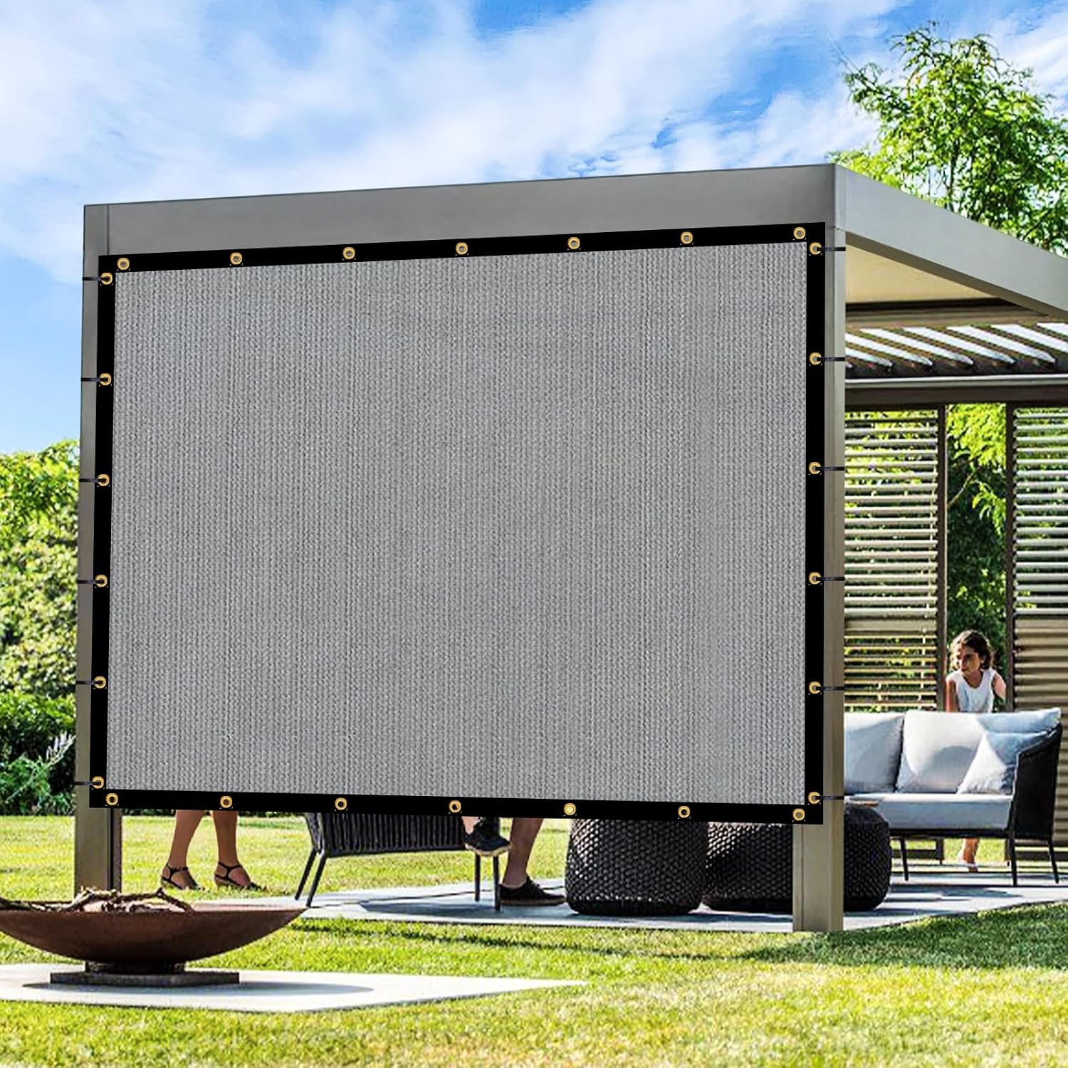Artpuch Outdoor Pergola Shade Cover 14x20 FT Sun Shade Cloth with Grommets Light Grey Commercial Grade Patio Privacy Screen Shade Canopy (Customized Available) GN09