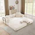 Antetek Modular Couch Bed, Convertible Folding Plush Corduroy Comfy Floor Compression Loveseat Sleeper Sofa Couch, King Size Bed for Guest Room Living Room Bedroom, No Assembly Required, Beige