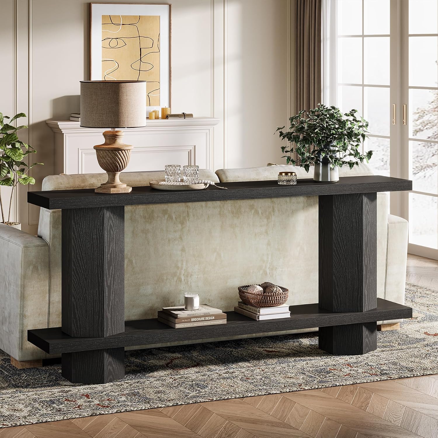 Tribesigns 71-Inch Long Console Table for Entryway, Wooden Sofa Table Behind Couch, for Living Room, Hallway, Foyer, Black