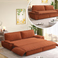 73.2'' Queen Size Sofa Bed, Corduroy Loveseat 3-in-1 Convertible Sleeper Sofa Couch, Pull Out Sofabed, Space Saving, Orange