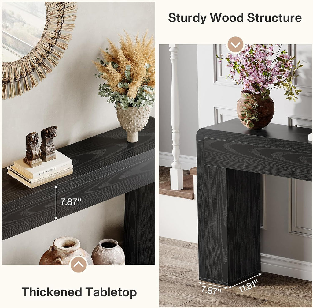 Tribesigns 70.9-Inch Extra Long Console Table, Rustic Wooden Sofa Table Behind Couch, Farmhouse Entryway Console for Living Room, Entryway, Hallway, Foyer (Black)