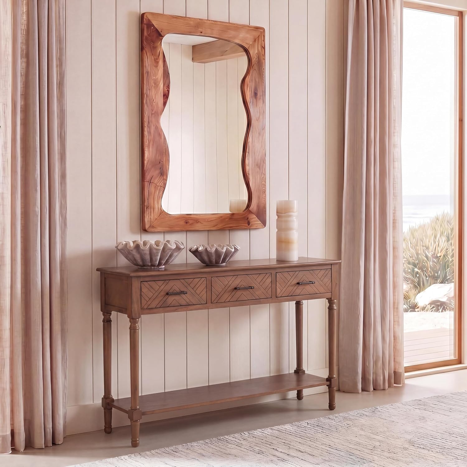 SAFAVIEH Home Collection Peyton Brown 3-Drawer Lower Shelf Console Table CNS5705C