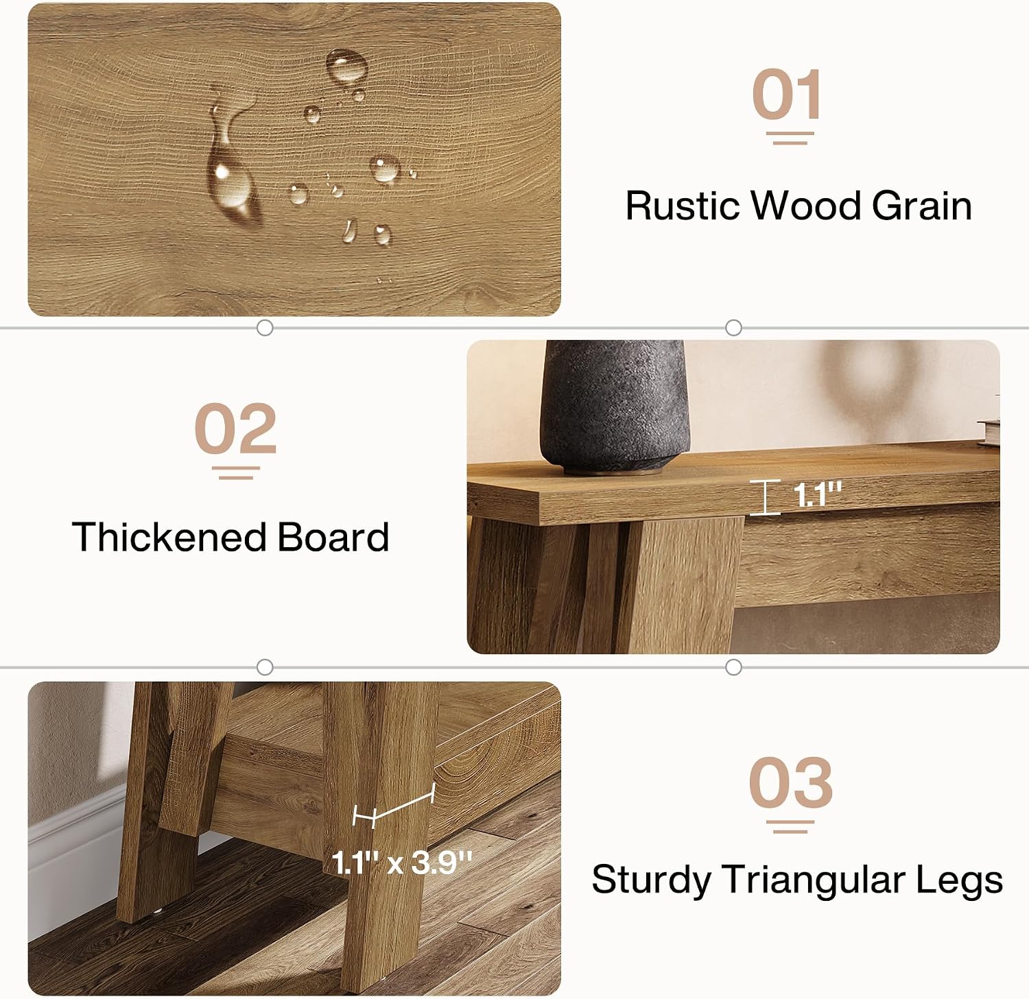 Tribesigns 41.3' Farmhouse Console Table, 2-Tier Wooden Entryway Table with Storage, Rustic Narrow Behind Couch for Living Room, Hallway, Foyer,Natural