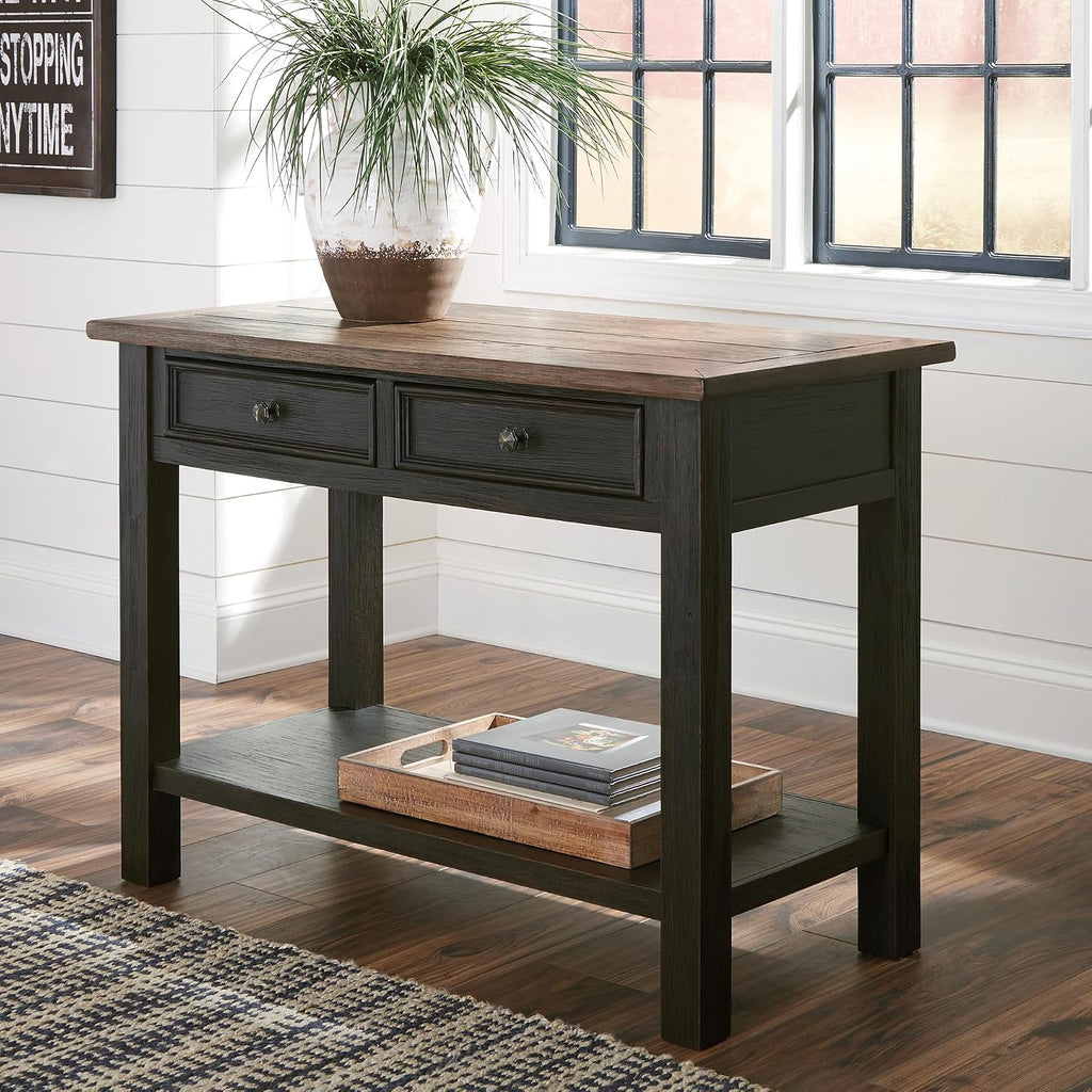 Signature Design by Ashley Tyler Creek Modern Farmhouse Sofa Table, Brown & Black