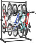 TORACK Garage Freestanding Hanging Bike Stand for Garage, Heavy Duty 5 Bikes Vertical Bike Storage Stand Floor Bike Storage Rack