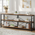 Tribesigns 70.9-Inch Extra Long Console Table, 3-Tier Industrial Sofa Table with Metal Frame, Modern Behind Couch Table with Storage Shelves for Living Room Entryway Hallway Foyer (Brown and Black)