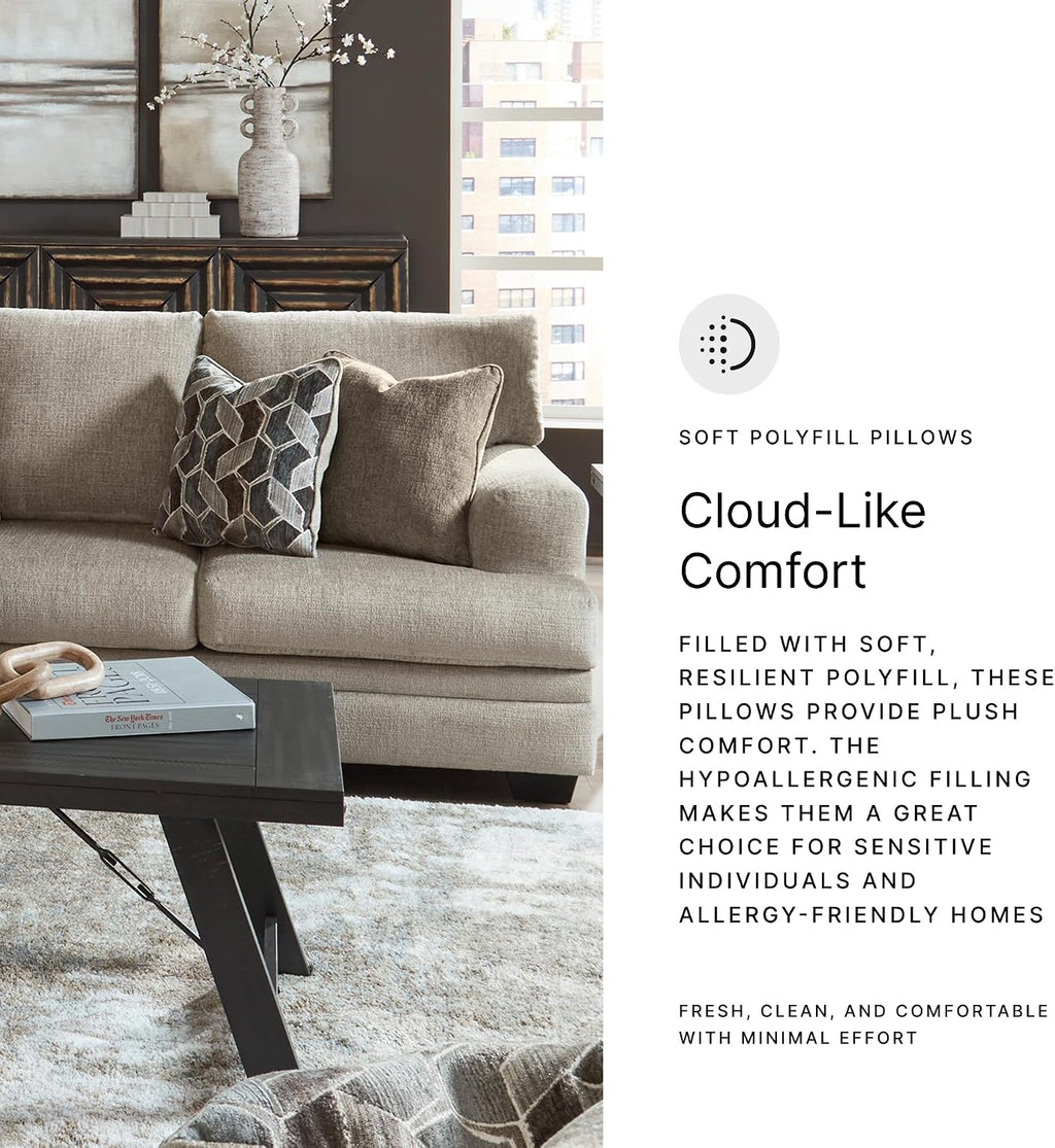 Signature Design by Ashley Stonemeade Casual Sofa with 4 Toss Pillows, Light Brown