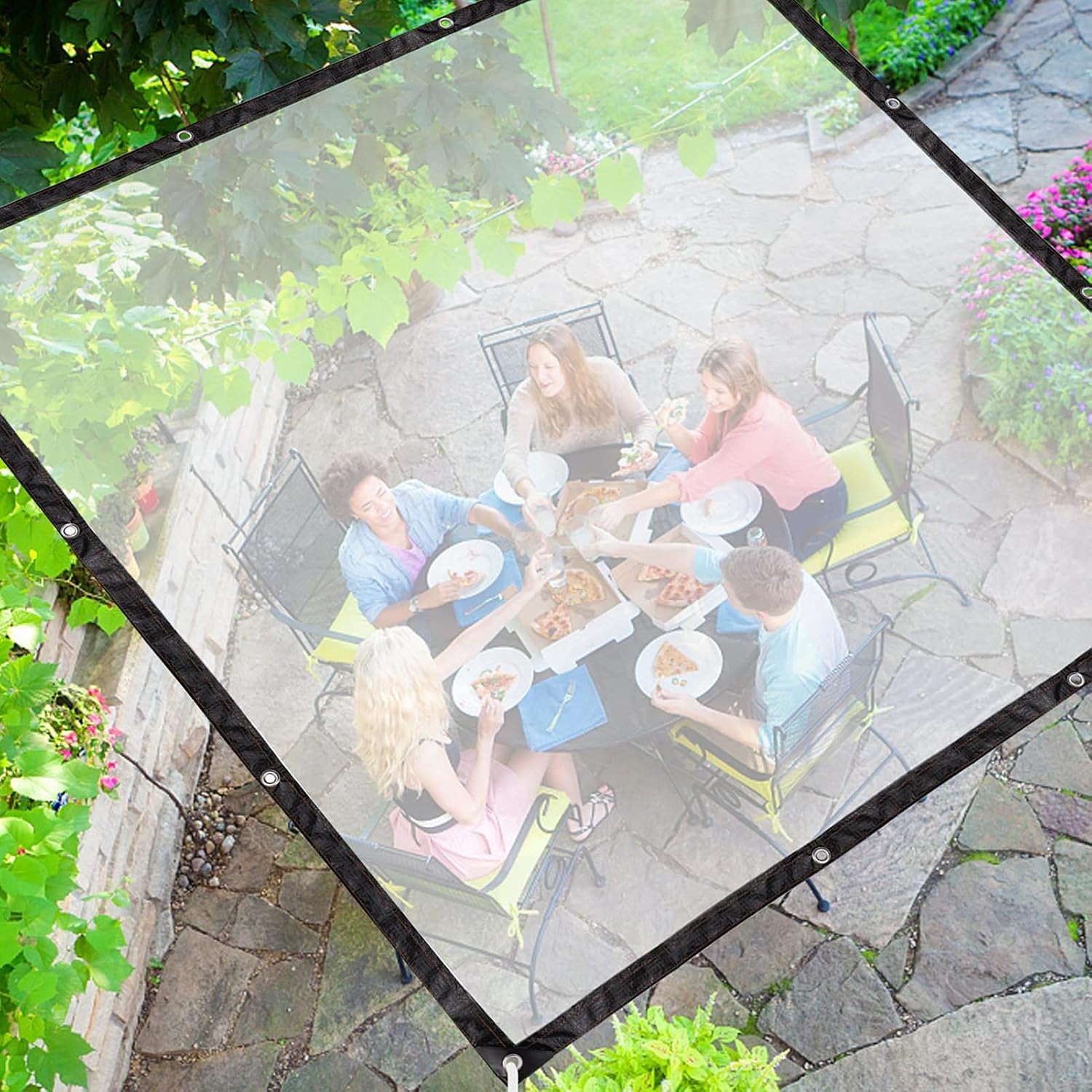Transparent Tarpaulin with Eyelet, Clear Waterproof Side Panels with Grommets, Outdoor Transparent Tarpaulin Curtain for Patio, Pergola, Porch, Gazebos, Plant HSYFdy (Size : 7x8ft(2.2x2.5m))