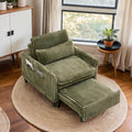 Majnesvon Modern Corduroy Fabric Sofa Bed Futon,3 in 1 Convertible Pullout Bed Sleeper Couches with 3 Reclining Backrests,Small Sofa Chair Bed for Living Room Bedroom (Green)