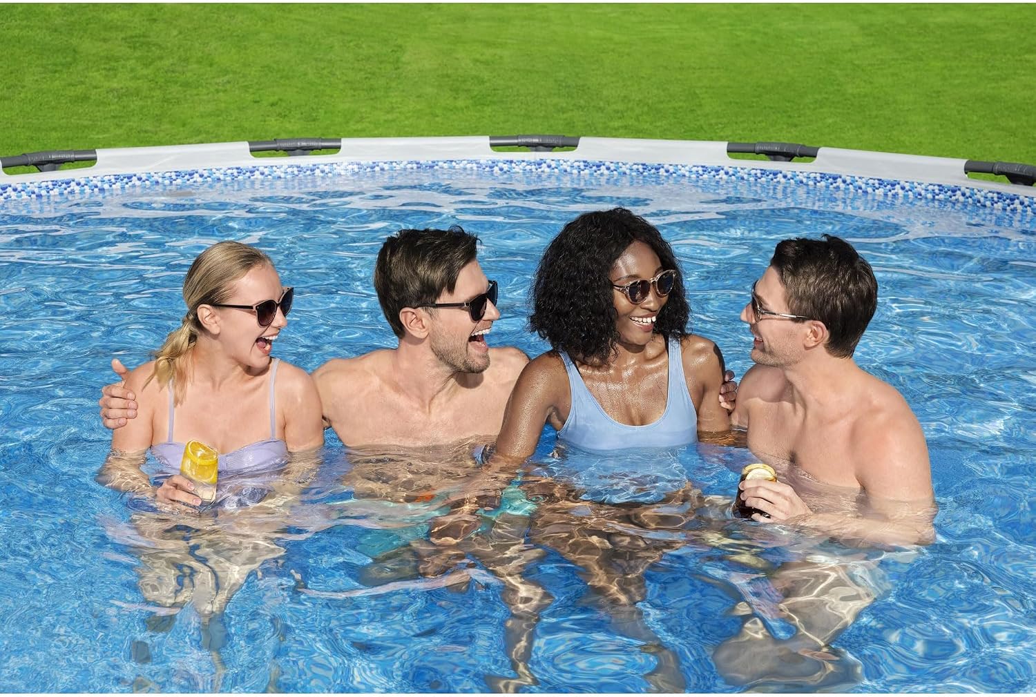 Bestway Steel Pro MAX 15' x 48' Above Ground Pool, Round Metal Frame Outdoor Swimming Pool Set with Filter Pump, Ladder, and Cover, Gray