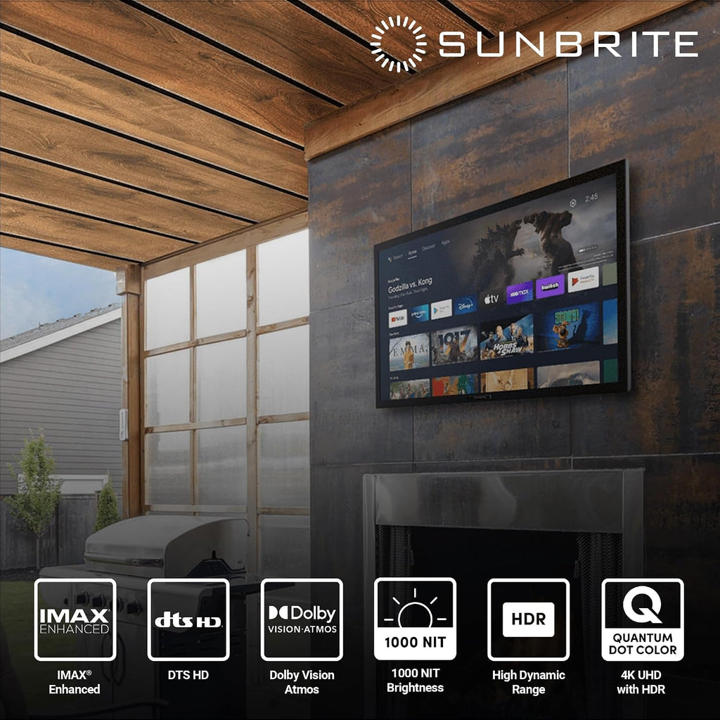 SunBrite Veranda 3 Series 55-inch Full Shade Smart Outdoor TV, 4K Ultra HD HDR QLED Weatherproof Television, 1000 nit Ultra Bright Screen with All-Weather Voice Remote