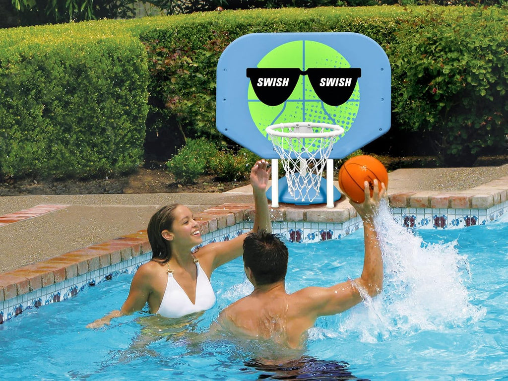Poolmaster Swish, Swish Pro Rebounder Poolside Basketball Hoop Set for Swimming Pool Games and Great Outdoor Gift for Teenagers, Men and Pool Parties, Green