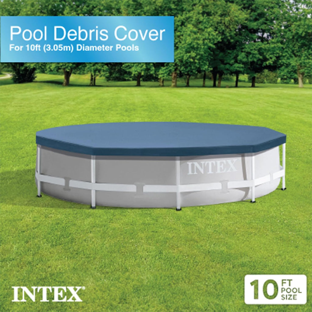 Intex Metal Frame 10ft x 30in Round Above Ground Outdoor Swimming Pool Set with 330 GPH Filter Pump, Cartridge, and Protective Round Pool Cover