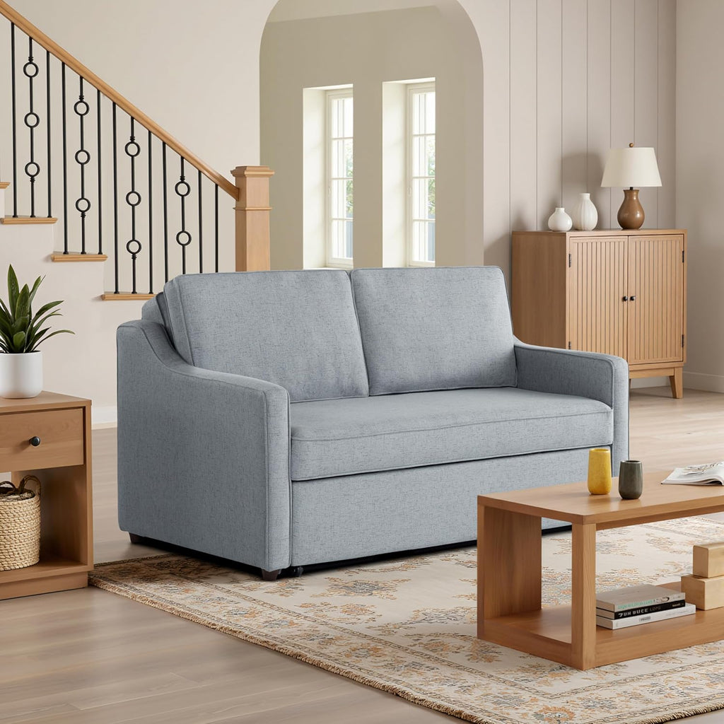 Serta® Corren 68.1' Queen Sized Convertible Sofa, Dream Coil® Comfort, Fingerguard® Pinch Point Protection, Sofa Chenille Fabric, Light Gray