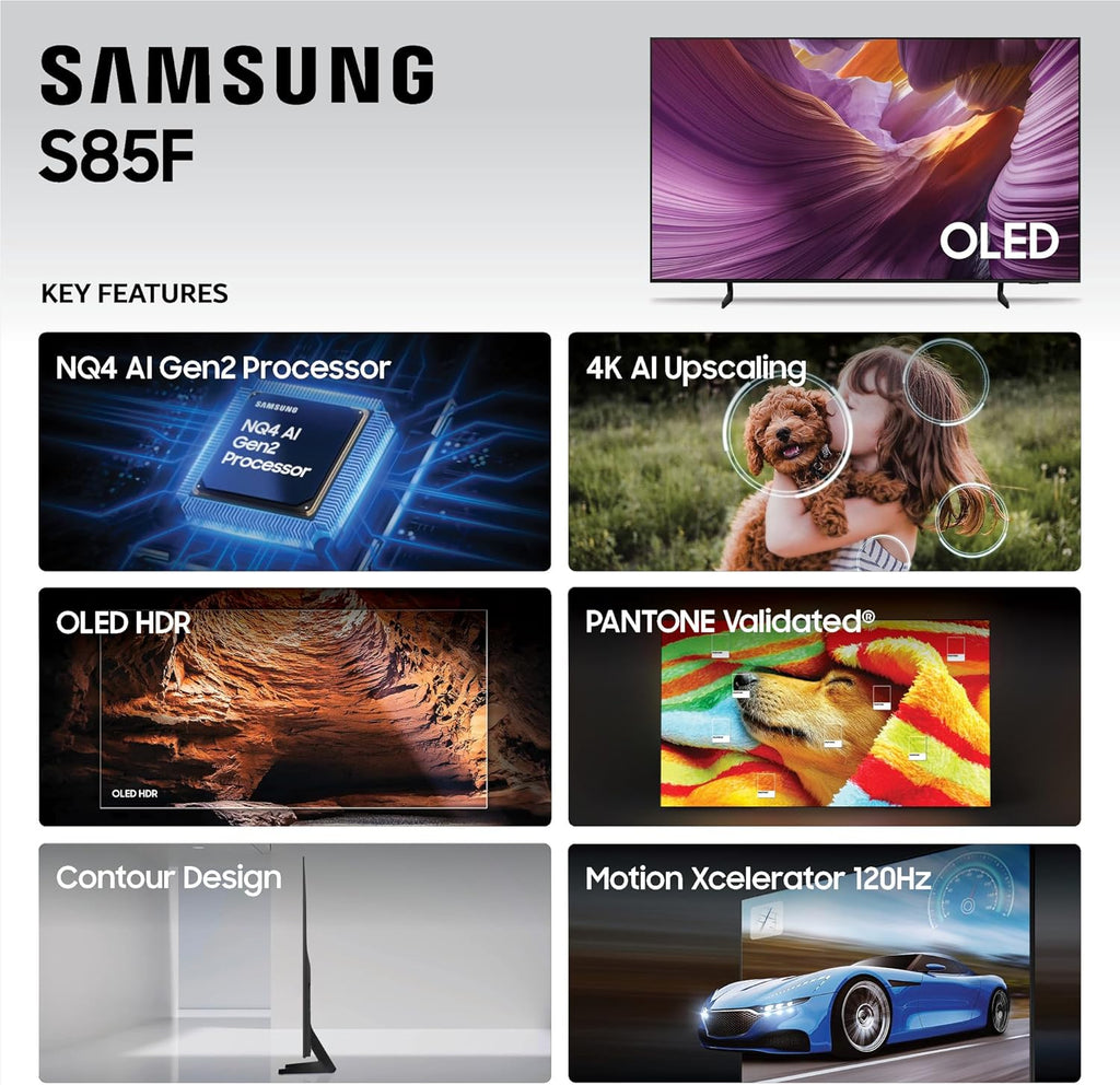 Samsung 77-Inch Class OLED 4K S85F Series, Vision AI Smart TV (2025 Model, 77S85F) Object Tracking Sound Lite w/Dolby Atmos, NQ4 AI Gen2 Processor, Contour Design, Color Booster Pro, Alexa Built-in