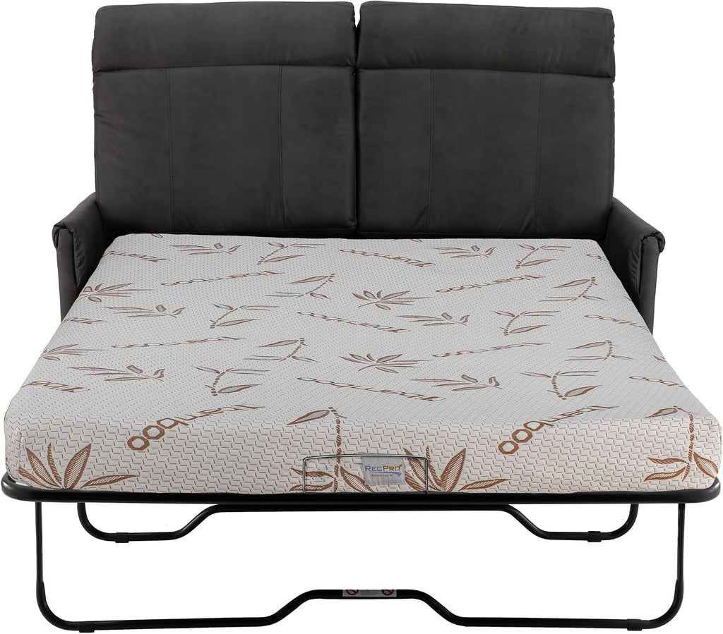 RecPro Charles Collection 60' RV Hide A Bed Loveseat | Sleeper Sofa With Memory Foam Mattress | Pull Out Couch | Living Room (Slideout) Furniture | Gunmetal