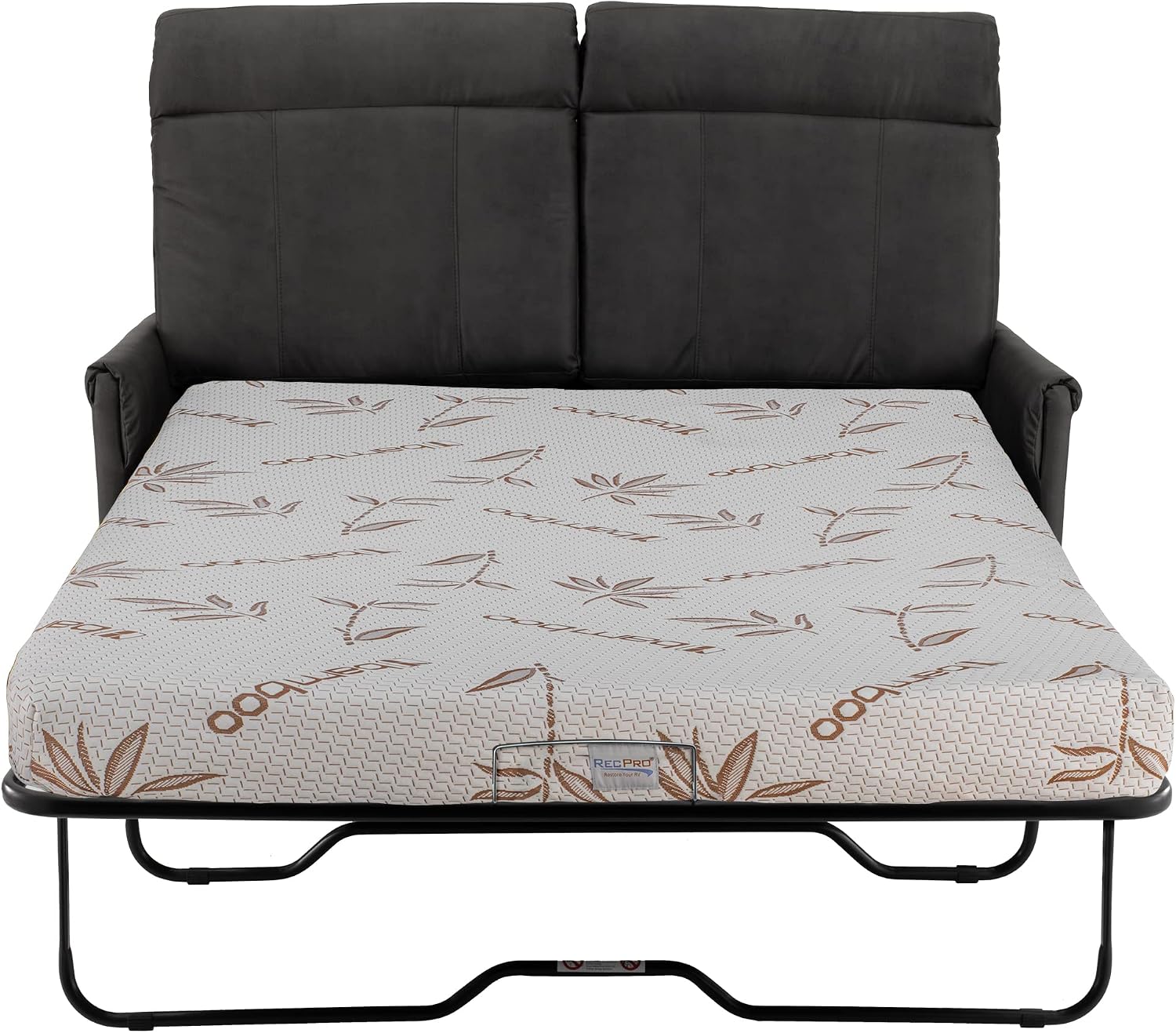 RecPro Charles Collection 60' RV Hide A Bed Loveseat | Sleeper Sofa With Memory Foam Mattress | Pull Out Couch | Living Room (Slideout) Furniture | Gunmetal