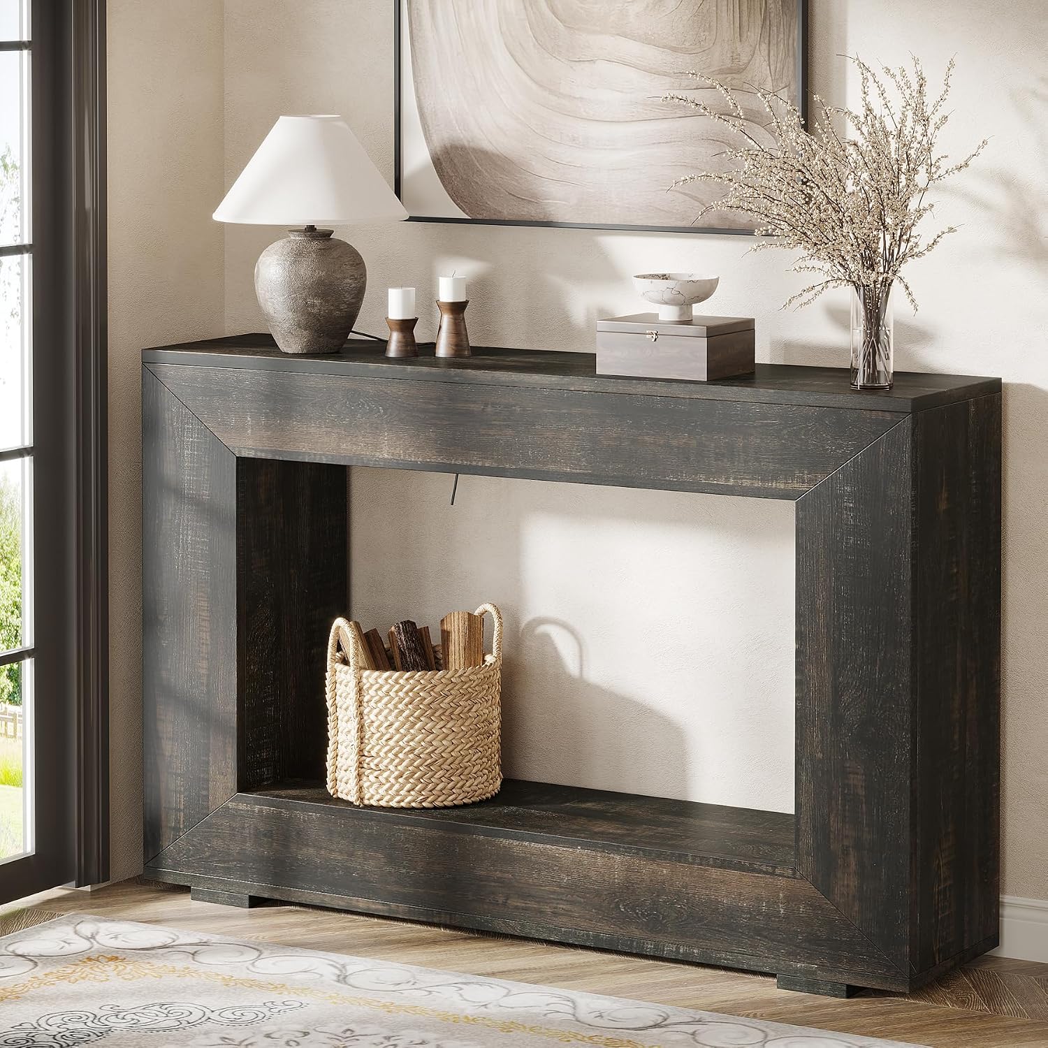 Tribesigns Farmhouse Console Table, 47 Inches Entryway Console Table with Storage, Industrial Hallway Accent Table for Living Room, Entrance