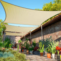 ShadeMart 12' x 14' Beige Sun Shade Sail UPF50 Rectangle SMTAPR0810 Canopy Fabric Cloth Screen, Water and Air Permeable & UV Resistant, Heavy Duty, Carport Patio Outdoor - We Customize Size