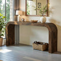 Solid Wood Console Table, 70.87-Inch Farmhouse Sofa Table with Waterfall Curved Corners for Hallway, Living Room, Behind Couch, Entrance (Dark Brown)