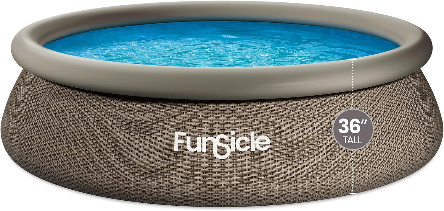 Funsicle Quickset 12ft x 36in Round Inflatable Above Ground Swimming Pool with Filter Pump – Easy Setup with Top Ring Design