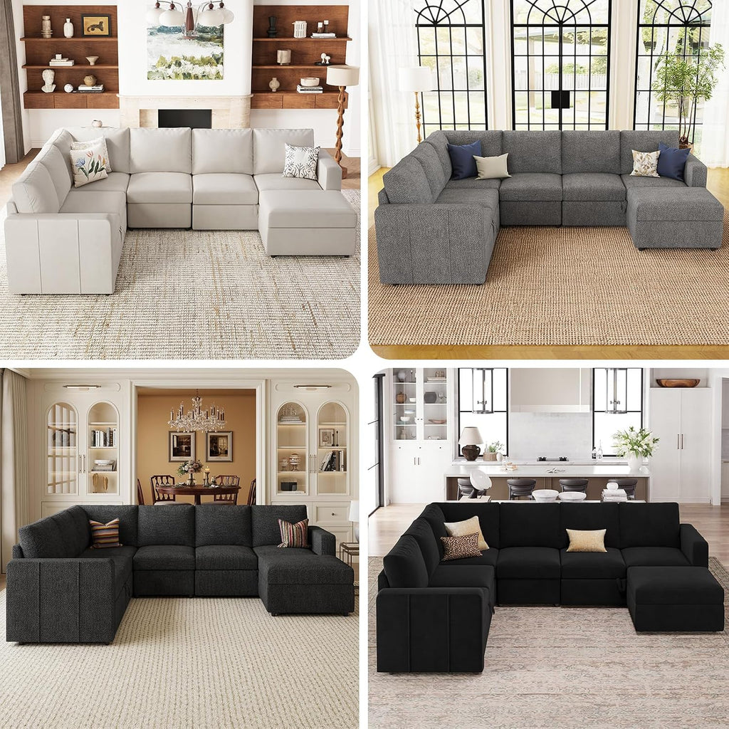 Belffin Modular Sectional Sleeper Couch with Pull Out Sofa Bed Velvet Convertible L Shaped Sectional Sofa with Storage Ottoman for Living Room Black