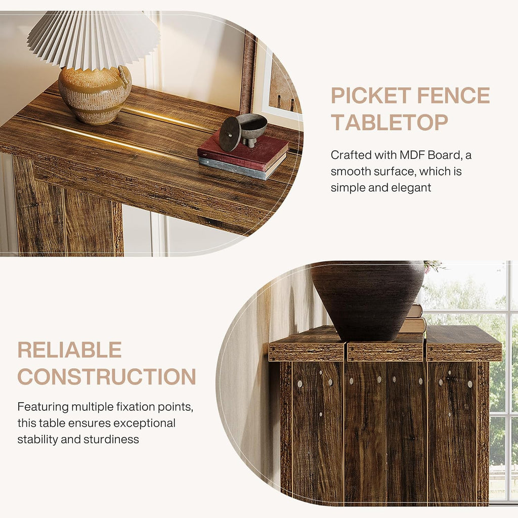 Tribesigns Farmhouse Console Table, 70.9-Inch Extra Long Console Table, Wood Sofa Table Behind Couch with Widened Tabletop & Sturdy Double Pedestal for Living Room, Hallway, Foyer (Rustic Brown)